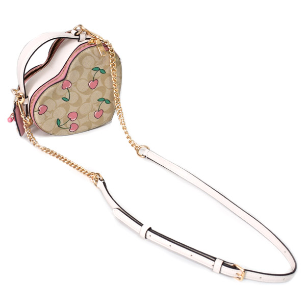 画像: 【COACH】コーチ コーティングキャンバス レザー シグネチャー チェリー さくらんぼ ダブルジップ クロスボディ 2way チェーン ハンドバッグ ショルダーバッグ ライトカーキマルチ（日本未発売）