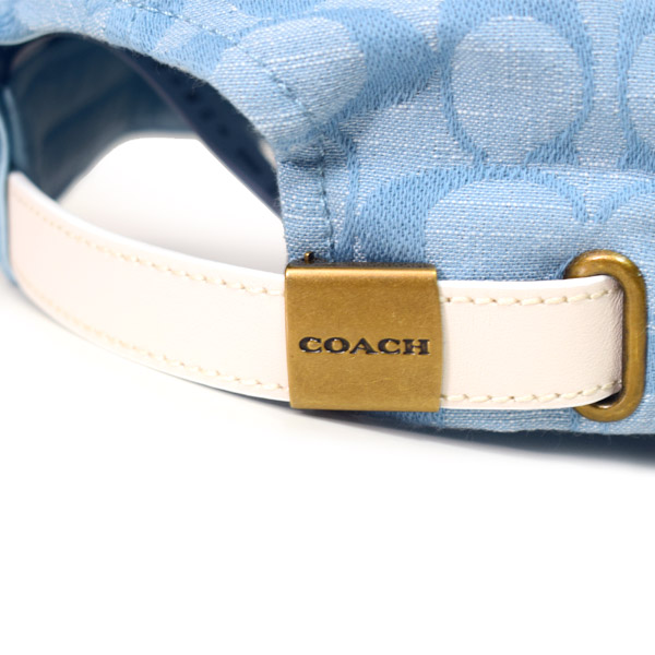 画像: 【COACH】コーチ コットン レザー シグネチャー ベースボール ハット デニム キャップ 帽子 ペイルシャンブレー×サドル〔日本未発売〕