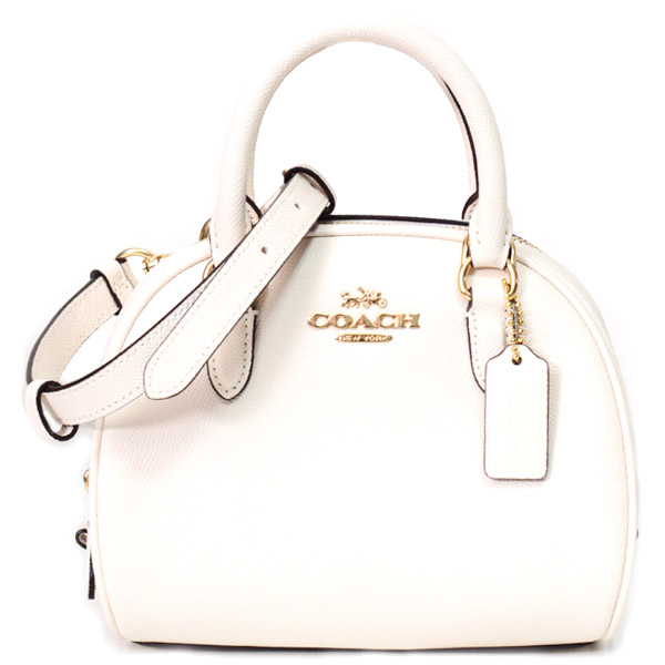 画像1: 【COACH】コーチ クロスグレインレザー ミニ ドーム サッチェル 2Way ショルダー ハンドバッグ チャーク（日本未発売） (1)