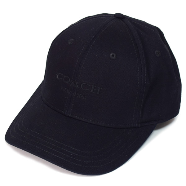 画像1: 【COACH】コーチ コットン シグネチャー ベースボール ハット ワンポイント ロゴ キャップ 帽子 ブラック〔日本未発売〕 (1)