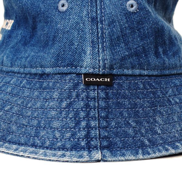画像: 【COACH】コーチ デニム コットン シグネチャー ロゴ バケットハット バケハ サファリハット 帽子 デニム XS/S 〔日本未発売〕