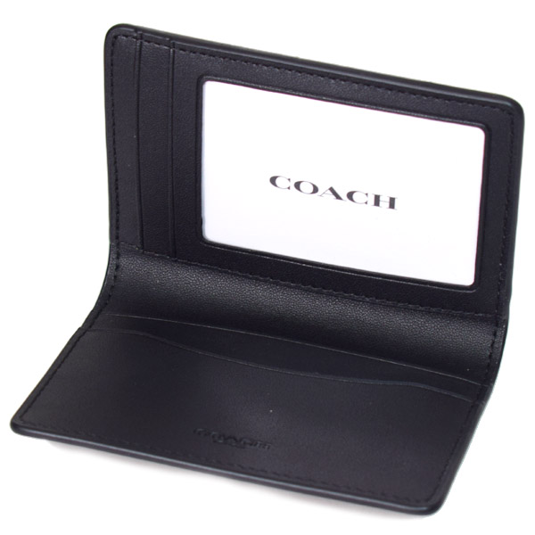 画像: 【COACH】コーチ コーティングキャンバス レザー シグネチャー カードケース カードホルダー 二つ折り ID パスケース 定期入れ チャコール×ブラック（日本未発売）