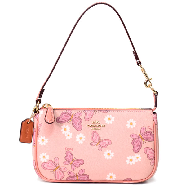 画像1: 【COACH】コーチ レザー バタフライ 蝶 ノリータ 19 リストレット マルチ ポーチ ミニ ハンドバッグ シェルピンクマルチ〔日本未発売〕 (1)