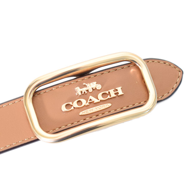 画像: 【COACH】コーチ カーフレザー モーガン レクタングル バックル ロゴ ベルト サドル S〔日本未発売〕