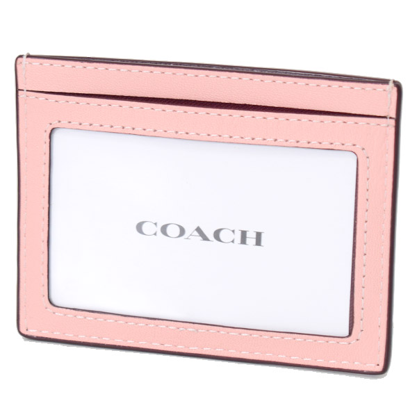 画像: 【COACH】コーチ レザー ダイヤモンド キルティング ロゴ スリム ID パスケース カードケース  定期入れ 名刺入れ ライトピンク（日本未発売）