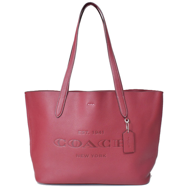 画像1: 【COACH】コーチ ぺブルレザー キャメロン トート ロゴ トートバッグ ワイン〔日本未発売〕 (1)