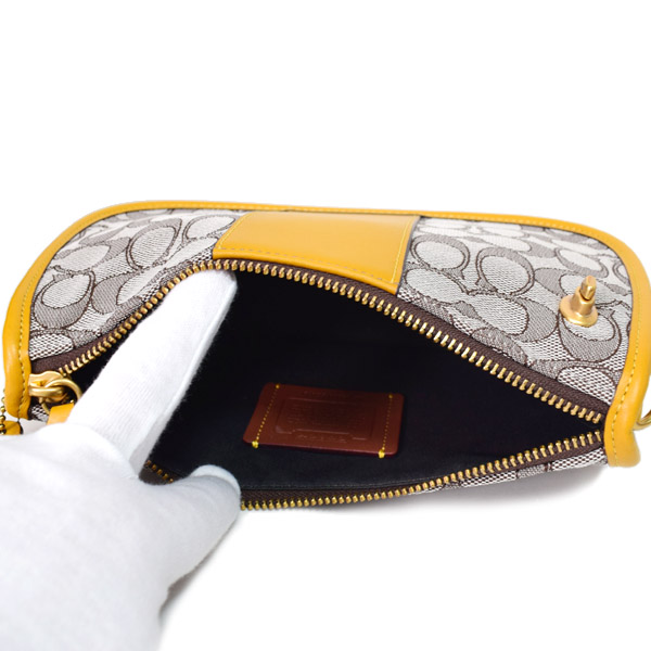 画像: 【COACH】コーチ ジャガード レザー シグネチャー スウィンガー ターンロック 2way クロスボディ 斜め掛け ショルダー ハンドバッグ オークフレックス（日本未発売）