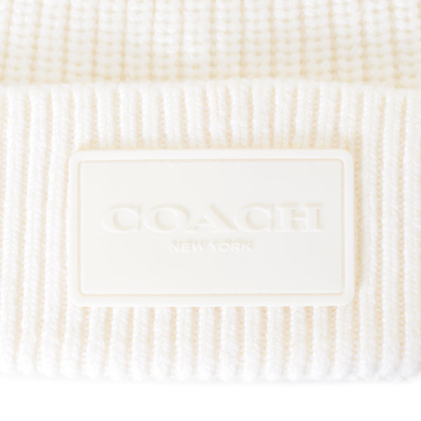 画像: 【COACH】コーチ ウール ニット ロゴ ビーニー キャップ 帽子 チャーク（日本未発売）