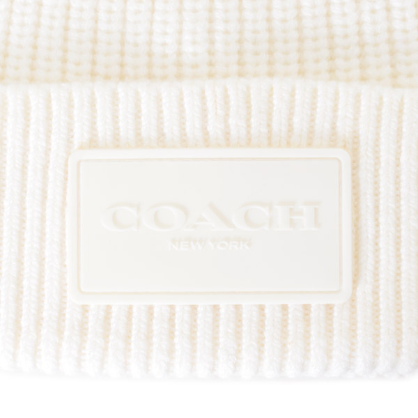 画像: 【COACH】コーチ ウール ニット ロゴ ビーニー キャップ 帽子 チャーク（日本未発売）