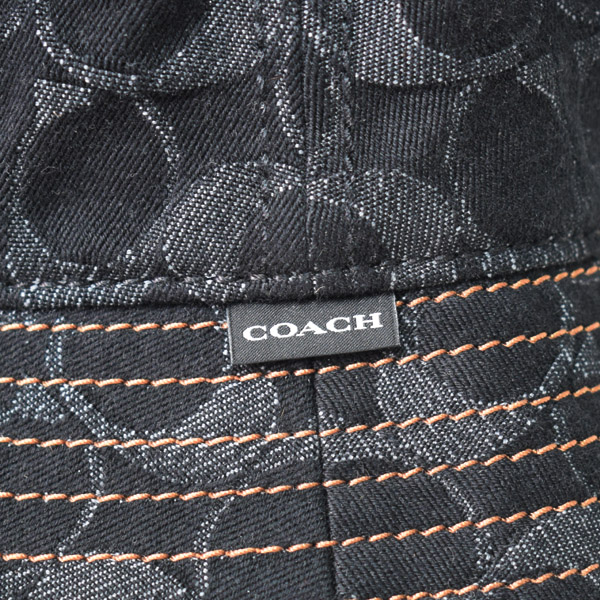 画像: 【COACH】コーチ コットン デニム シグネチャー バケット ハット バケハ サファリハット 帽子 ブラック〔日本未発売〕