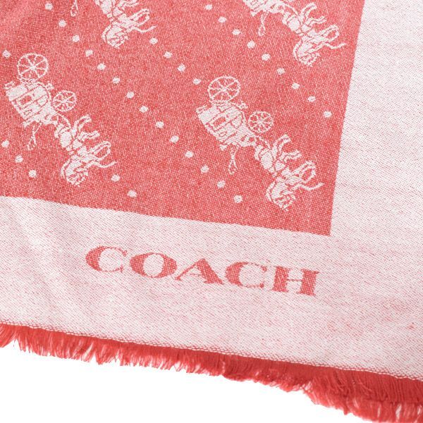 画像: 【COACH】コーチ ウール シグネチャー ホース キャリッジ ショール ストール レッドサンド〔日本未発売〕