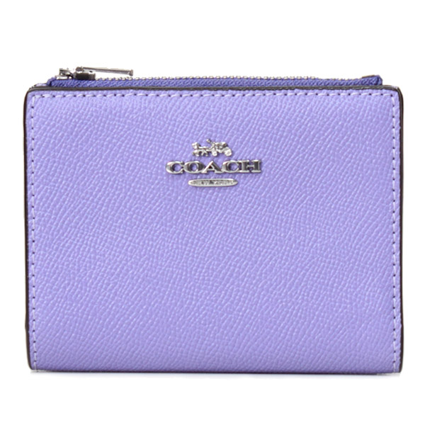 画像1: 【COACH】コーチ クロスグレインレザー スナップ スリム バイフォールド ウォレット 二つ折り財布 ライトバイオレット（日本未発売） (1)