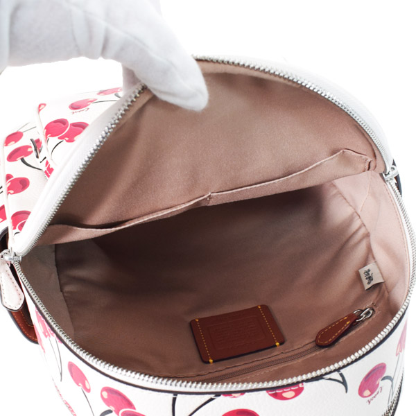 画像: 【COACH】コーチ バックパック さくらんぼ ぺブルレザー チェリー プリント コート ダブルジップ ロゴ バックパック リュックサック チャークマルチ〔日本未発売〕