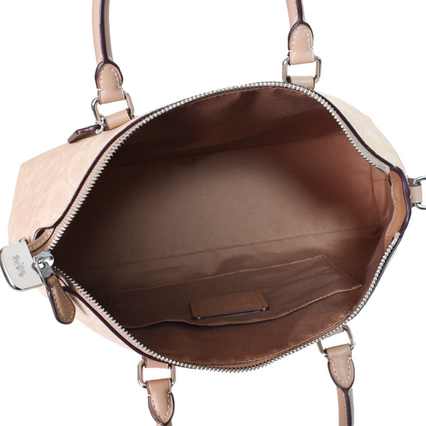 画像: 【COACH】コーチ バッグ コーティングキャンバス レザー シグネチャー ジョージア サッチェル ロゴ 2WAY ボストン ショルダー ハンドバッグ サンド×トープ〔日本未発売〕