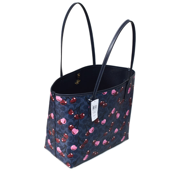 画像: 【COACH】コーチ バッグ さくらんぼ コーティングキャンバス レザー シグネチャー チェリー プリント ロゴ シティ トートバッグ デニムマルチ〔日本未発売〕