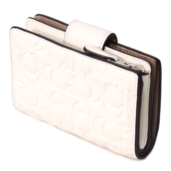 画像: 【COACH】コーチ 財布 レザー シグネチャー 型押し ロゴ ミディアム コーナー ジップ ウォレット 二つ折り財布 チャーク（日本未発売）