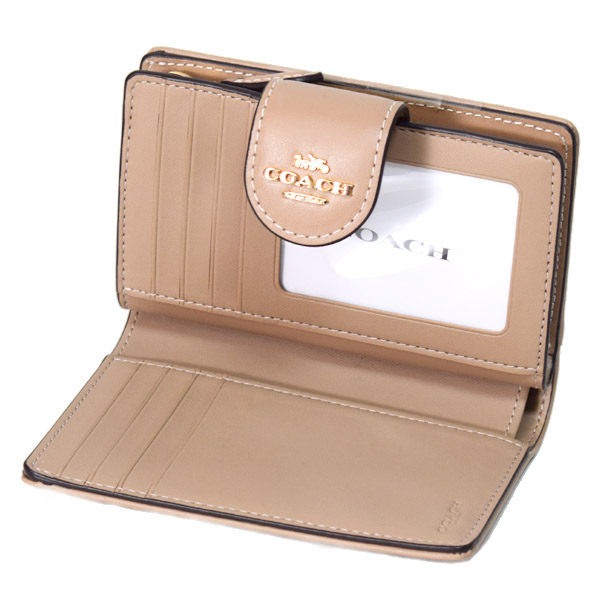 画像: 【COACH】コーチ 財布 キャンバス レザー シグネチャー ミディアム コーナー ジップ ウォレット 二つ折り財布 ダークナチュラルマルチ（日本未発売）