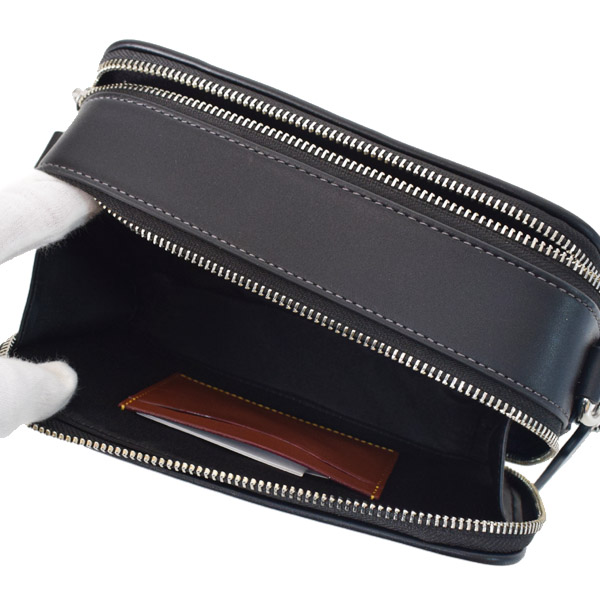 画像: 【COACH】コーチ メンズ バッグ デニム レザー シグネチャー ワイアット ダブルジップ 2WAY 斜め掛け クロスボディ クラッチ ショルダーバッグ ブラック〔日本未発売〕