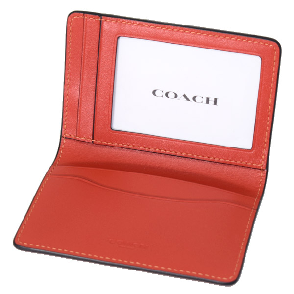 画像: 【COACH】コーチ カードケース レザー ロゴ カード入れ カードホルダー ウォレット 二つ折り ID パスケース 定期入れ ディープオレンジ（日本未発売）