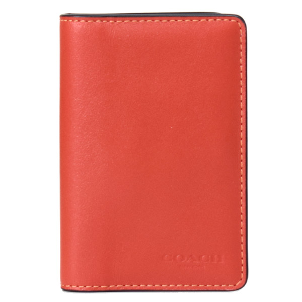 画像1: 【COACH】コーチ カードケース レザー ロゴ カード入れ カードホルダー ウォレット 二つ折り ID パスケース 定期入れ ディープオレンジ（日本未発売） (1)