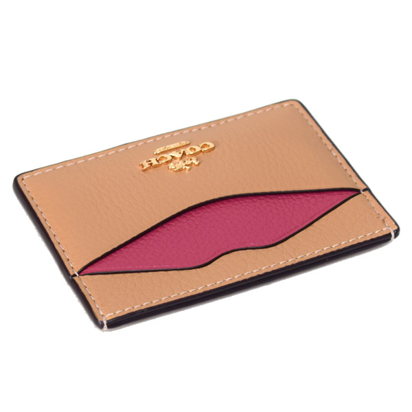 画像: 【COACH】コーチ カードケース ペブルレザー リップ カラーブロック ロゴ スリム カード入れ  定期入れ 名刺入れ ラテマルチ（日本未発売）