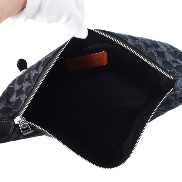 画像: 【COACH】コーチ バッグ メンズ デニム レザー シグネチャー ロゴ フィン クロスボディ 斜め掛け ショルダーバッグ ブラック〔日本未発売〕
