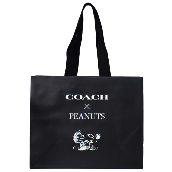 画像1: 【COACH】コーチ スヌーピー ショップバッグ ピーナッツ コラボ ラージ 純正紙袋 ブラックマルチ（送料無料） (1)