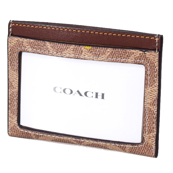 画像: 【COACH】コーチ スヌーピー カードケース ピーナッツ コラボ コーティングキャンバス レザー シグネチャー プリント スリム ID パスケース 定期入れ 名刺入れ タンマルチ（日本未発売）