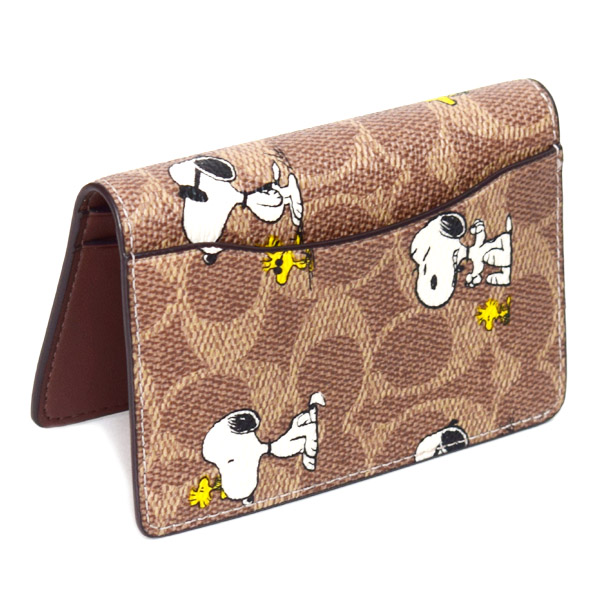 画像: 【COACH】コーチ スヌーピー カードケース ピーナッツ コラボ コーティングキャンバス レザー シグネチャー カードホルダー 二つ折り ID パスケース 定期入れ タンマルチ（日本未発売）