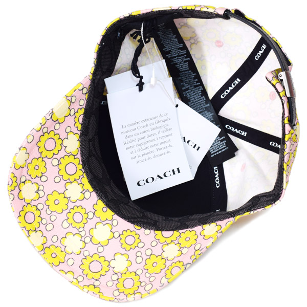 画像: 【COACH】コーチ キャップ コットン シグネチャー 花柄 フラワー フローラル ロゴ ベースボール 帽子 ライム〔日本未発売〕