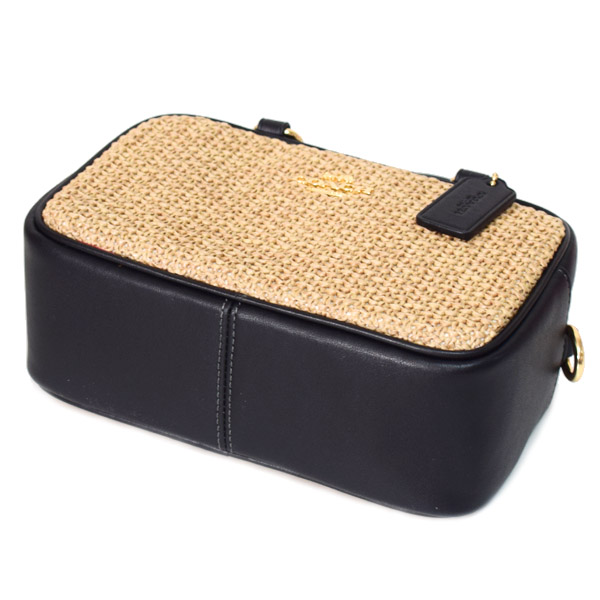 画像: 【COACH】コーチ バッグ ストロー かごバッグ ミニ ロゴ サッチェル 2WAY レザー クロスボディ 斜め掛け ショルダー ボストン ハンドバッグ トースト×ブラック〔日本未発売〕