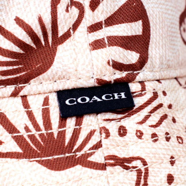 画像: 【COACH】コーチ バケハ 帽子 コットン シグネチャー シェル 貝殻 プリント バケット ハット サファリハット ダークナチュラル〔日本未発売〕