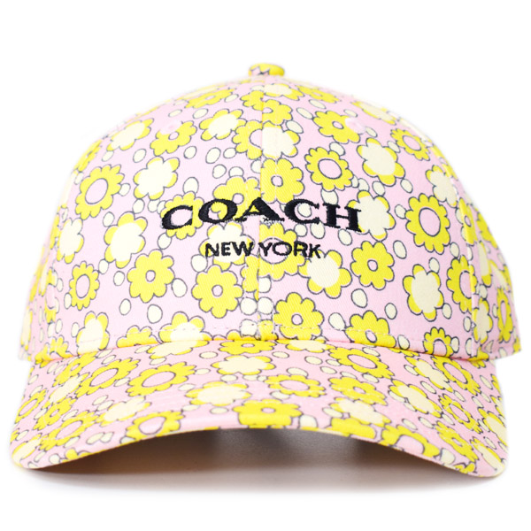 画像: 【COACH】コーチ キャップ コットン シグネチャー 花柄 フラワー フローラル ロゴ ベースボール 帽子 ライム〔日本未発売〕