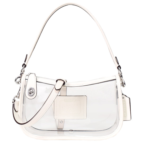 画像1: 【COACH】コーチ バッグ スケルトン シースルー PVC レザー クリア スウィンガー ターンロック 2way クロスボディ 斜め掛け ショルダー ハンドバッグ チャーク（日本未発売） (1)
