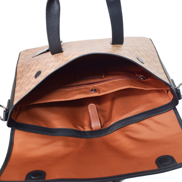 画像: 【COACH】コーチ メンズ バッグ コーティングキャンバス レザー シグネチャー サリバン ポートフォリオ 2WAY ビジネス ブリーフケース ショルダーバッグ タン×ブラック〔日本未発売〕