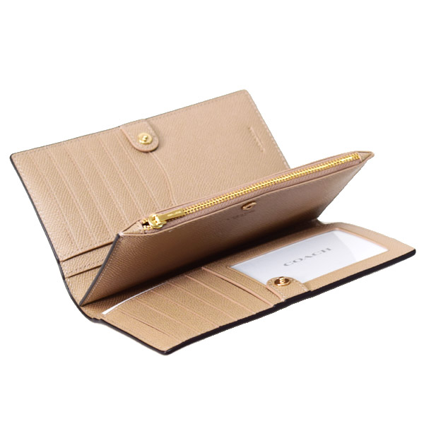 画像: 【COACH】コーチ 長財布 クロスグレインレザー ロゴ スリム ジップ ウォレット 二つ折り 長財布 チャーク〔日本未発売〕