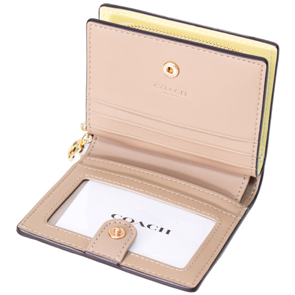 画像: 【COACH】コーチ 財布 レザー 花柄 アップリケ フローラル スナップ ミニ コンパクト ウォレット 二つ折り 財布 ムーンライト（日本未発売）