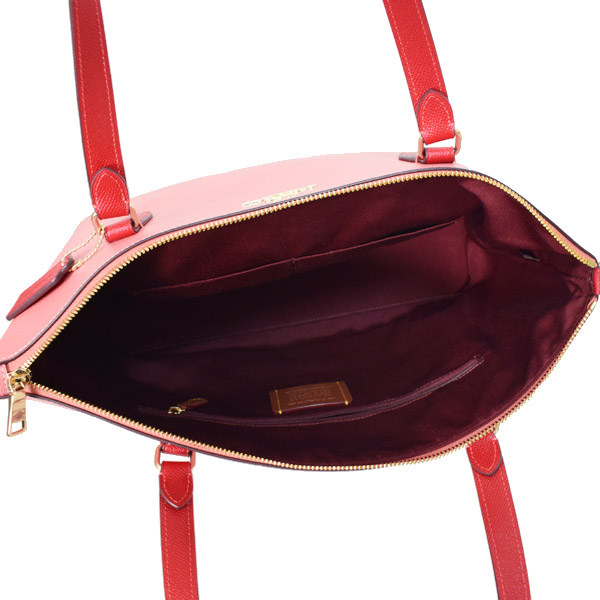 画像: 【COACH】コーチ バッグ レザー カラーブロック ギャラリー ジップ トート バッグ バーントコーラル×ボルドーレッド（日本未発売）