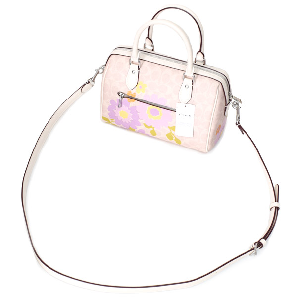 画像: 【COACH】コーチ バッグ コーティングキャンバス レザー シグネチャー 花柄 フラワー ローワン サッチェル 2WAY ボストン ショルダー ハンドバッグ サンドマルチ〔日本未発売〕