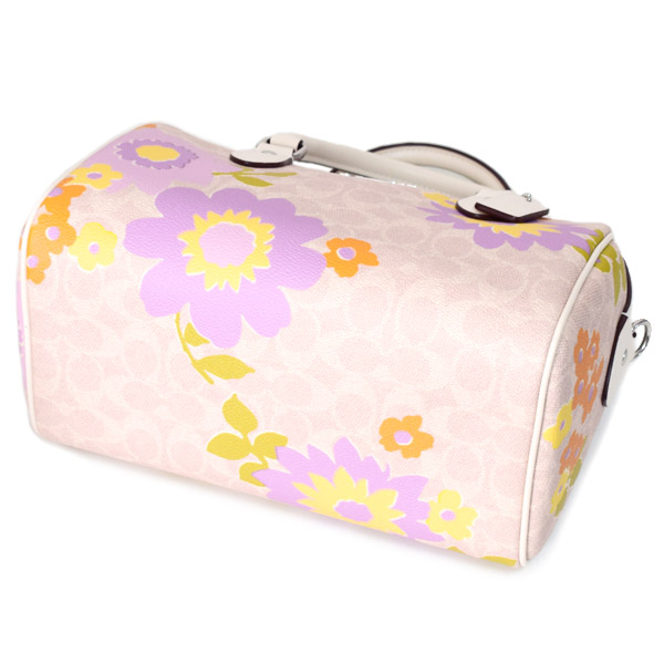 画像: 【COACH】コーチ バッグ コーティングキャンバス レザー シグネチャー 花柄 フラワー ローワン サッチェル 2WAY ボストン ショルダー ハンドバッグ サンドマルチ〔日本未発売〕
