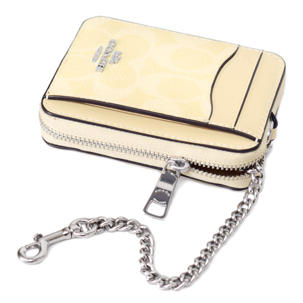 画像: 【COACH】コーチ コインケース コーティングキャンバス レザー シグネチャー チェーン ロゴ ジップ カードケース カードポーチ 定期入れ 名刺入れ 小銭入れ ヘイ（日本未発売）