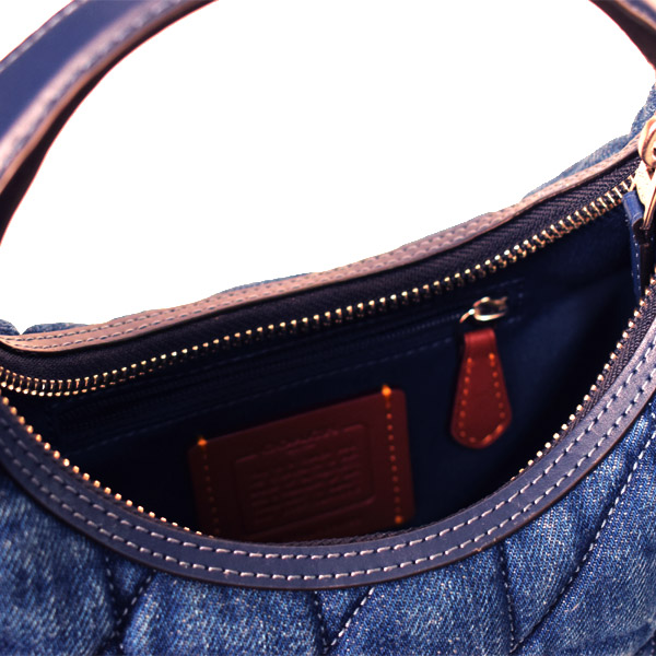 画像: 【COACH】コーチ バッグ 三日月型 デニム レザー キルティング カルメン ミニ ロゴ 2way チェーン クロスボディ 斜め掛け ショルダーバッグ ハンドバッグ デニム（日本未発売）