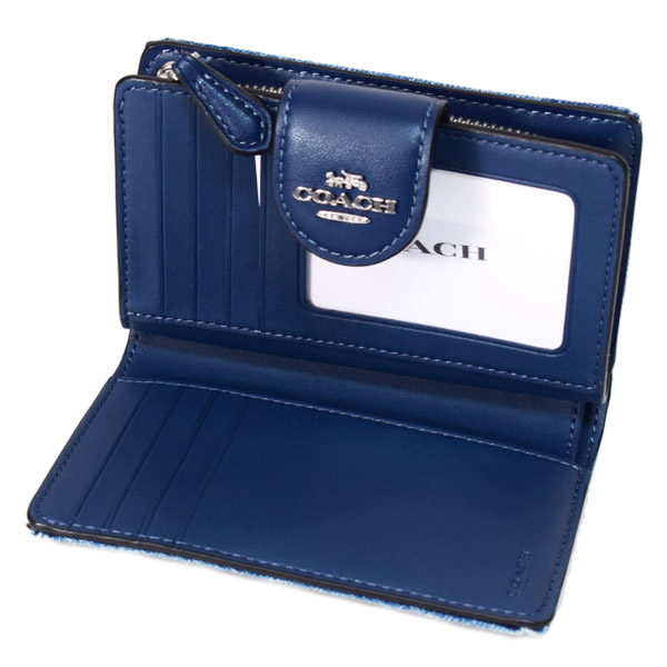 画像: 【COACH】コーチ 財布 デニム レザー ロゴ ミディアム コーナー ジップ ウォレット 二つ折り財布 インディゴ（日本未発売）