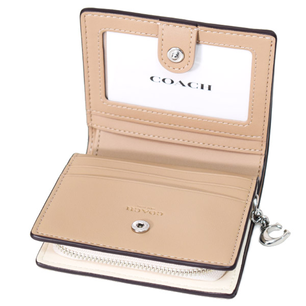画像: 【COACH】コーチ 財布 花柄 レザー アップリケ フローラル スナップ ミニ コンパクト ウォレット 二つ折り 財布 チャーク（日本未発売）