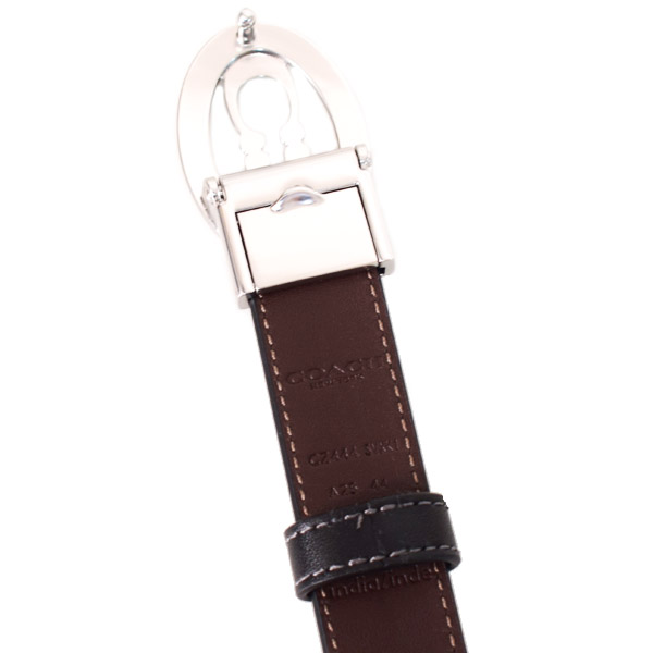 画像: 【COACH】コーチ ベルト レザー シグネチャー バックル リバーシブル カット トゥ サイズ スキニー スリム 25mm ベルト ブラックメイプル〔日本未発売〕