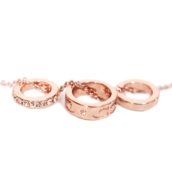 画像: 【COACH】コーチ ネックレス シグネチャー ストーン ロンデル リング チャーム ペンダント ネックレス ローズゴールド〔日本未発売〕