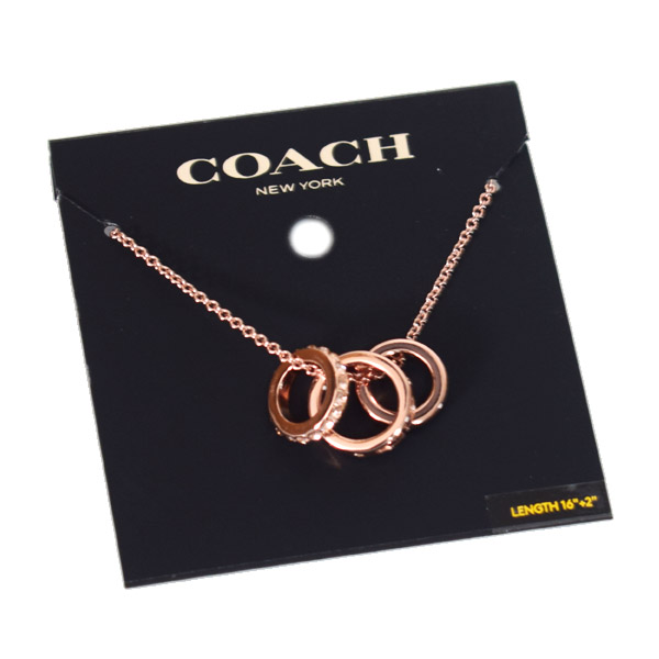 画像: 【COACH】コーチ ネックレス シグネチャー ストーン ロンデル リング チャーム ペンダント ネックレス ローズゴールド〔日本未発売〕