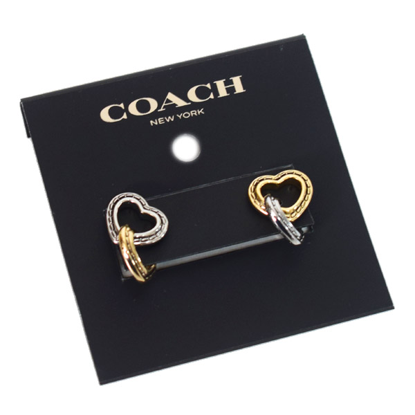 COACH】コーチ ピアス プレーテッドブラス ハート ダブル
