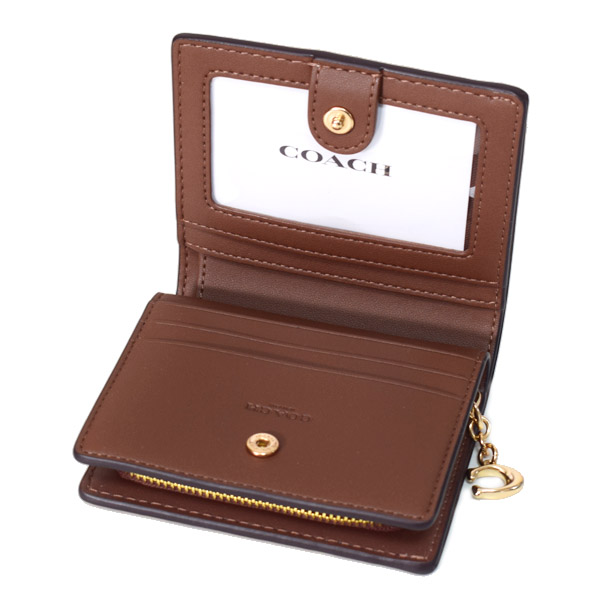 夏らしい貝殻柄☆【COACH】スナップ 折りたたみ財布 COACH】コーチ 財布 コーティングキャンバス レザー