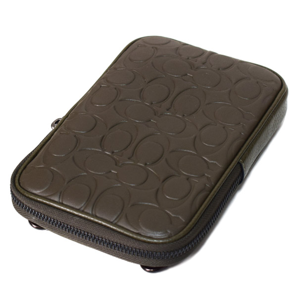画像: 【COACH】コーチ スマホショルダー レザー シグネチャー 型押し エイデン ジップ クロスボディ フォン ポーチ 2way 斜めがけ ショルダーバッグ オリーブドラブ（日本未発売）